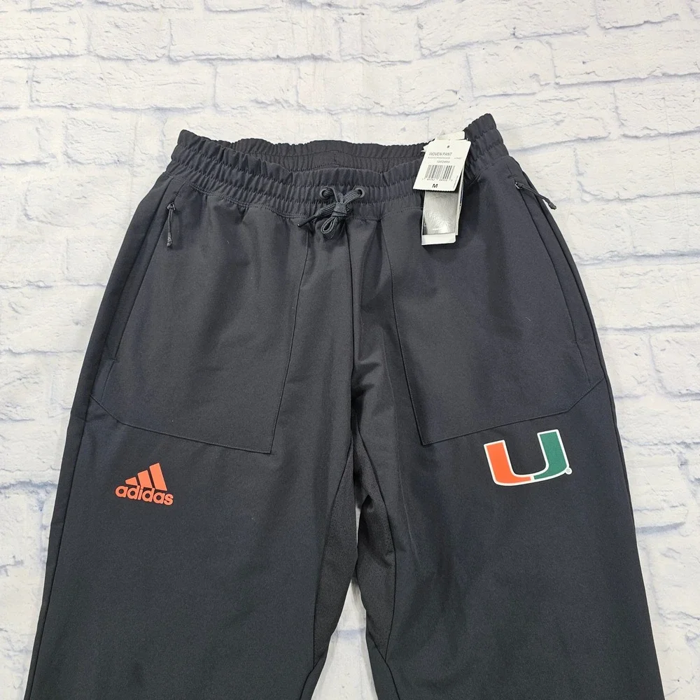 Miami Hurricanes Adidas Woven Pant MENS M Black NCAA Sideline Training HF6480